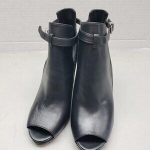 Michael Kors Women’s Lawson Black Leather Open Toe Ankle Boot, Women's Size 8.